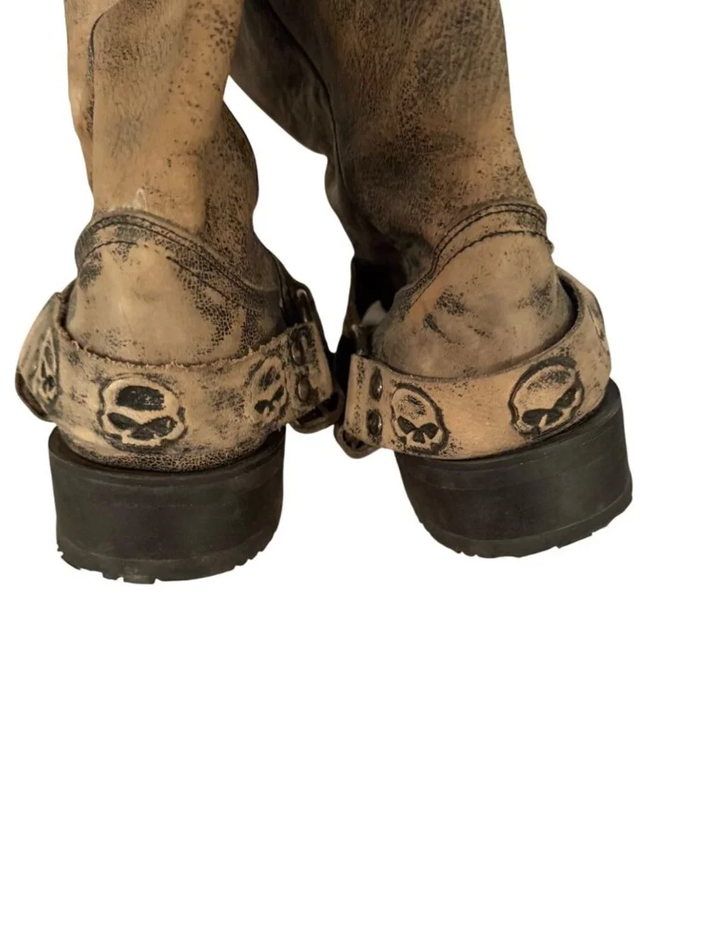 Harley Davidson Mens Rory Skull Strap Pull-on Harness Moto Boots Size 9 Leather